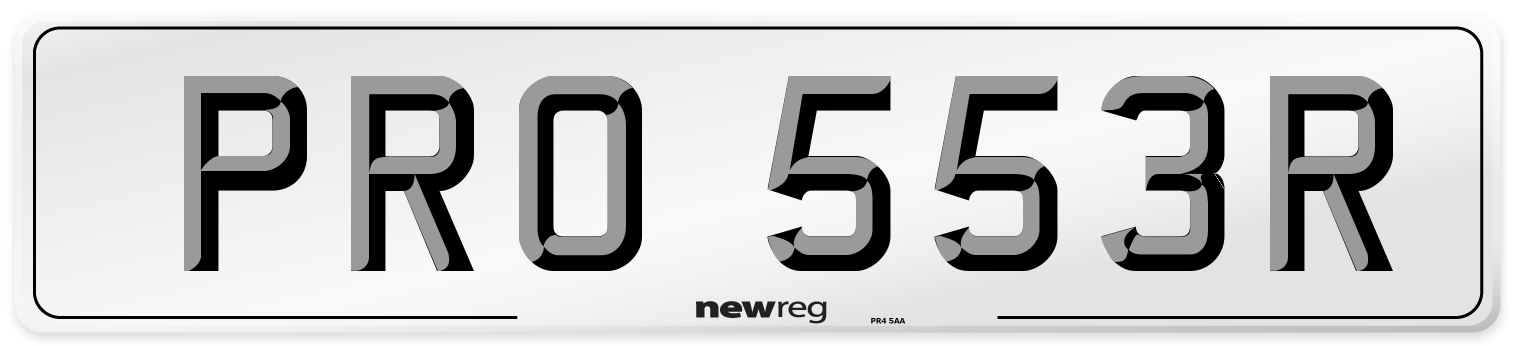 PRO 553R Number Plate from New Reg